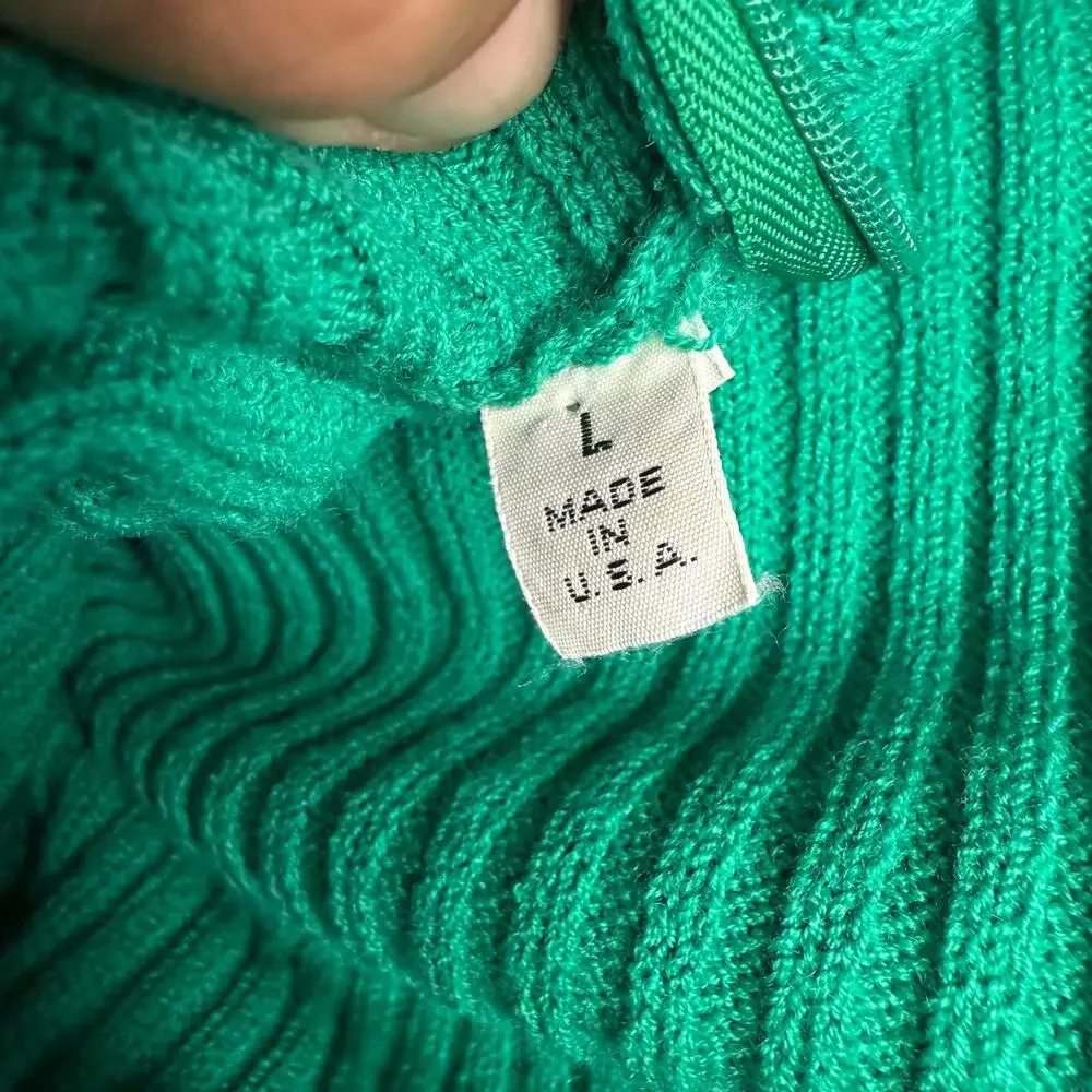 Vintage St. John Collection by Marie Gray Sweater Gold Button Teal Green Size M
